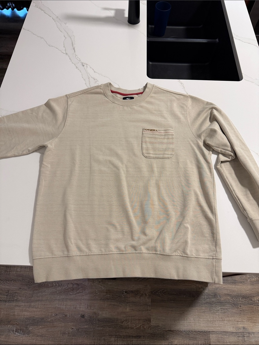 O'Neill Men's Beige/Cream Crewneck Pocket Sweater